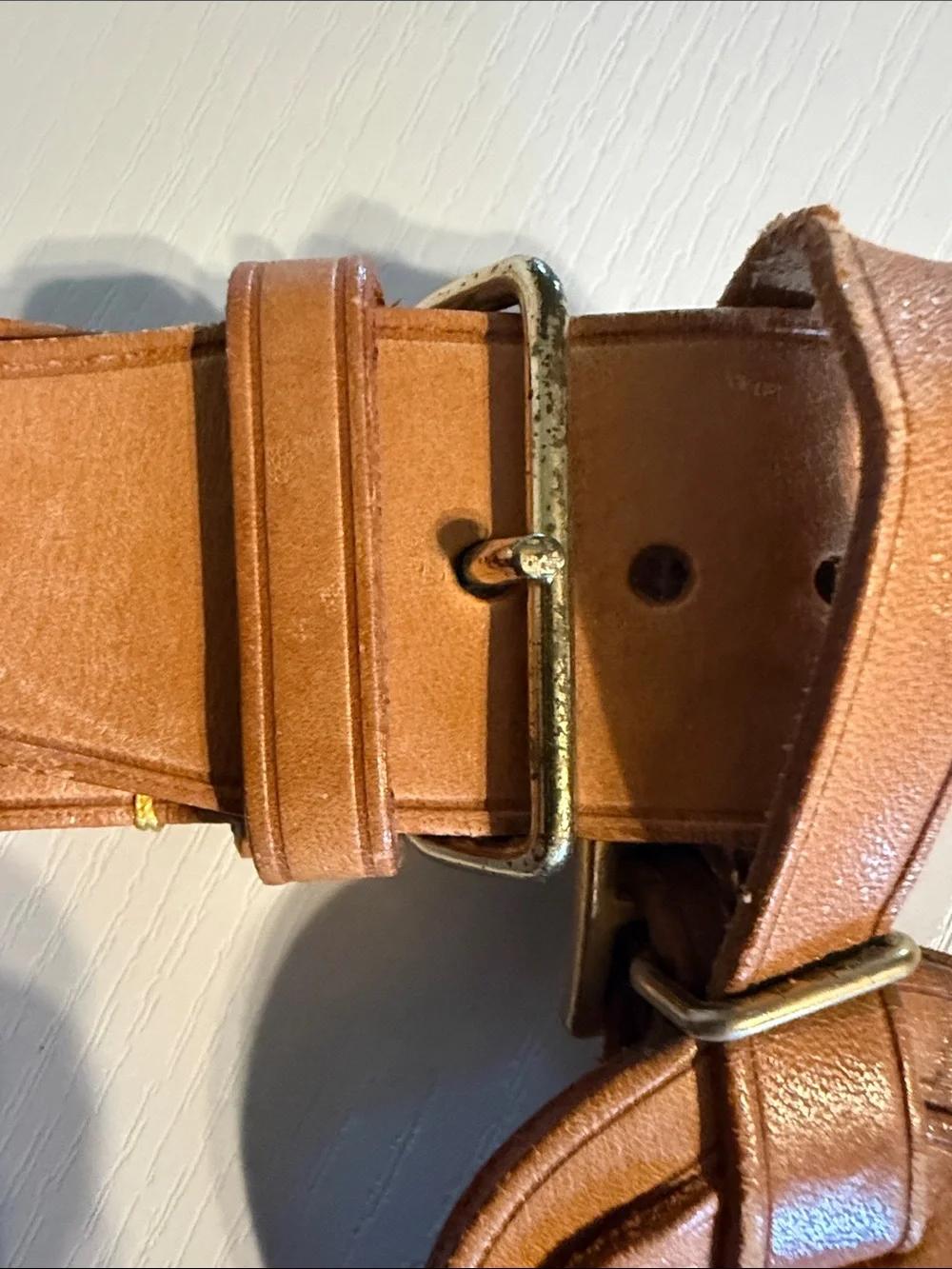Louis Vuitton Tan Leather Luggage Tag with Stitched Trim
